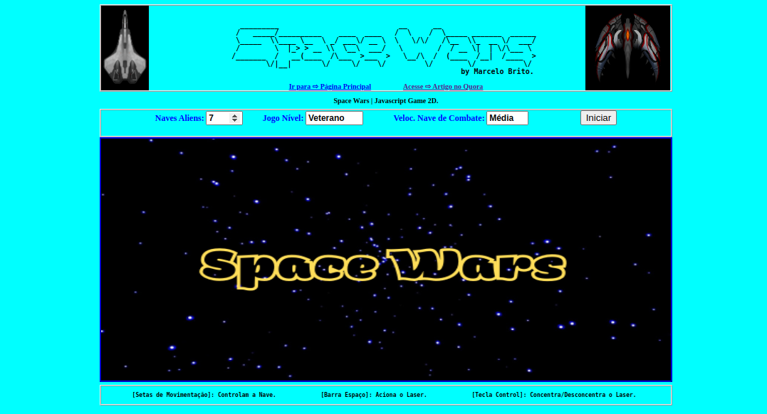 Space Wars jogo 2D em JavaScript